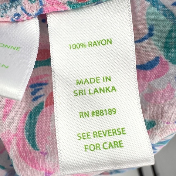 Lilly Pulitzer Womens Willa Flounce Sleeve Top Size XXS Pink Blue Tropical Print - Picture 7 of 11